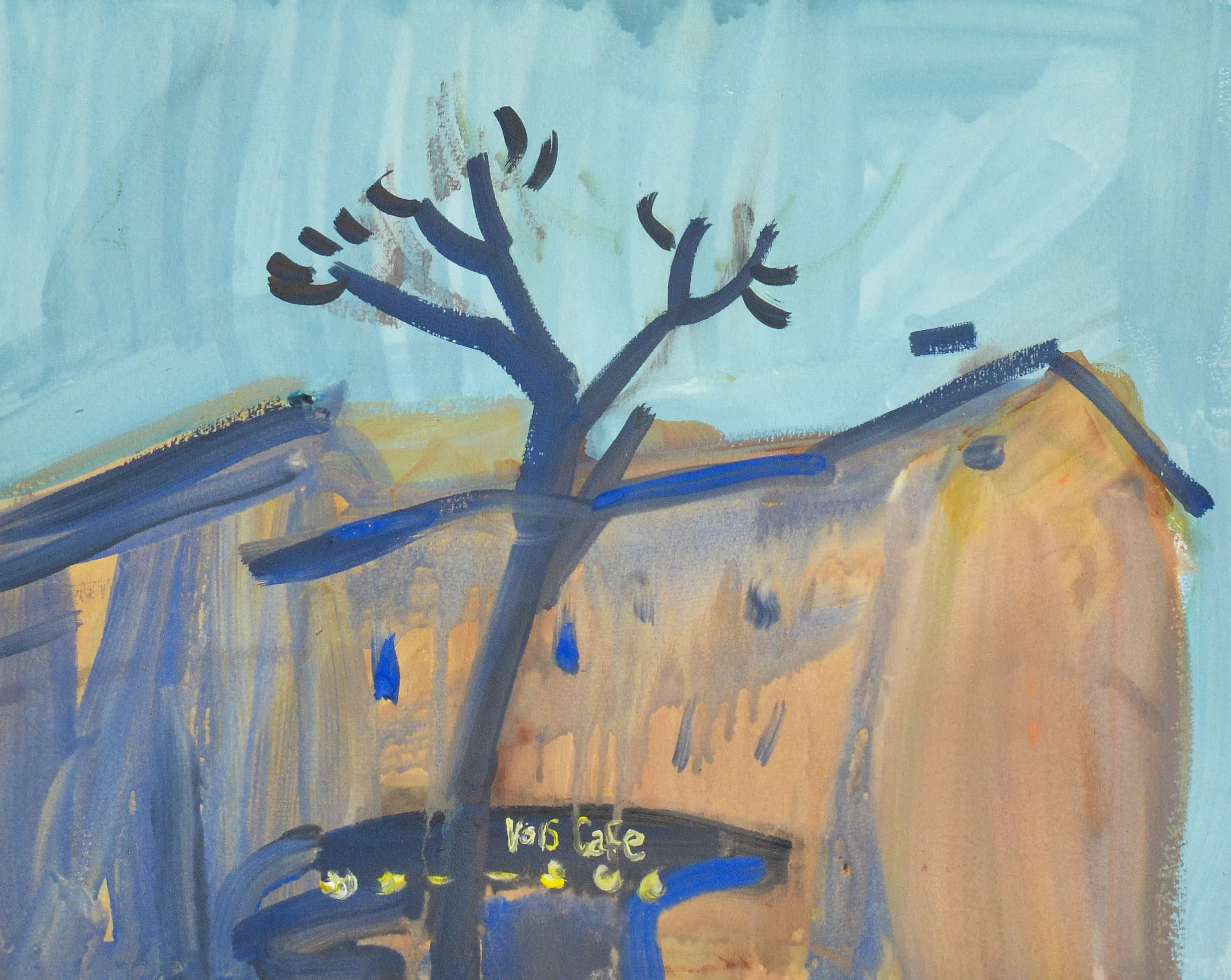 Image of Vois Cafe by Igor Nekraha, size: 40x50 cm, made of Gouache on paper, Painting medium, from Ukraine, part of the Gouaches series, priced at $400 Photo 2 of 4.