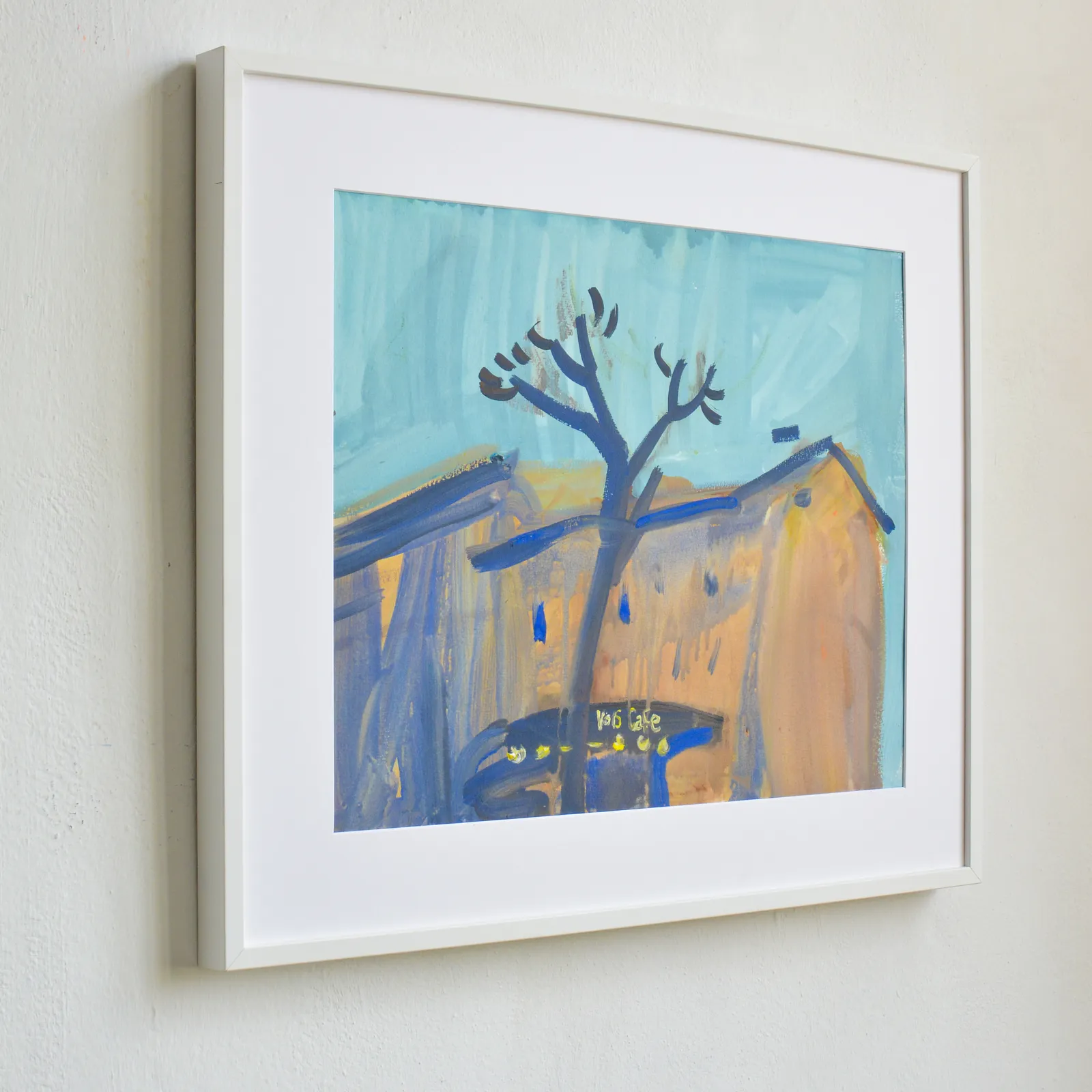 Image of Vois Cafe by Igor Nekraha, size: 40x50 cm, made of Gouache on paper, Painting medium, from Ukraine, part of the Gouaches series, priced at $400 Photo 3 of 4.