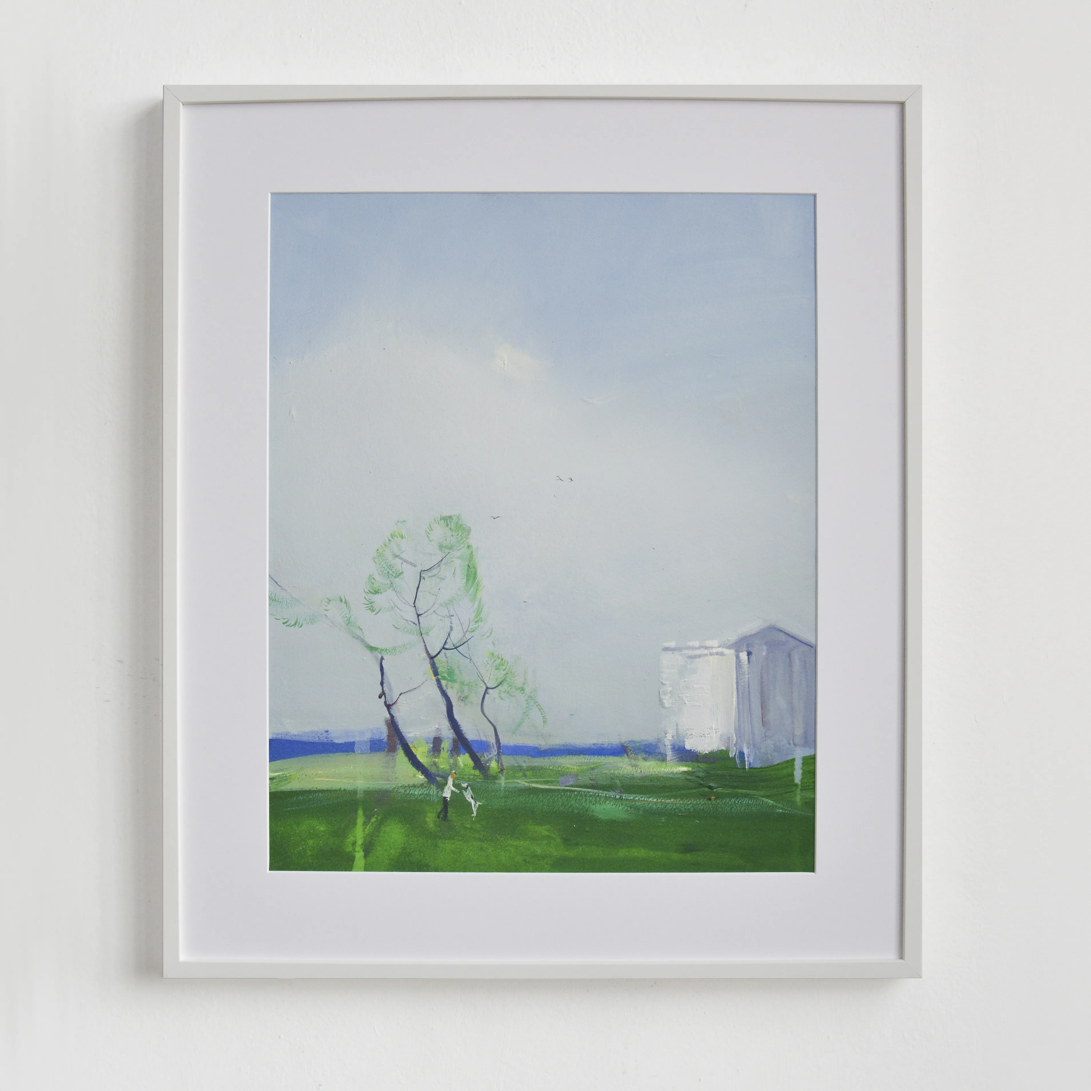 Image of Walking with dog. Peyzazhka by Igor Nekraha, size: 50x40, made of Gouache on paper, Painting medium, from Ukraine, part of the Gouaches series, priced at $500 Photo 1 of 4.
