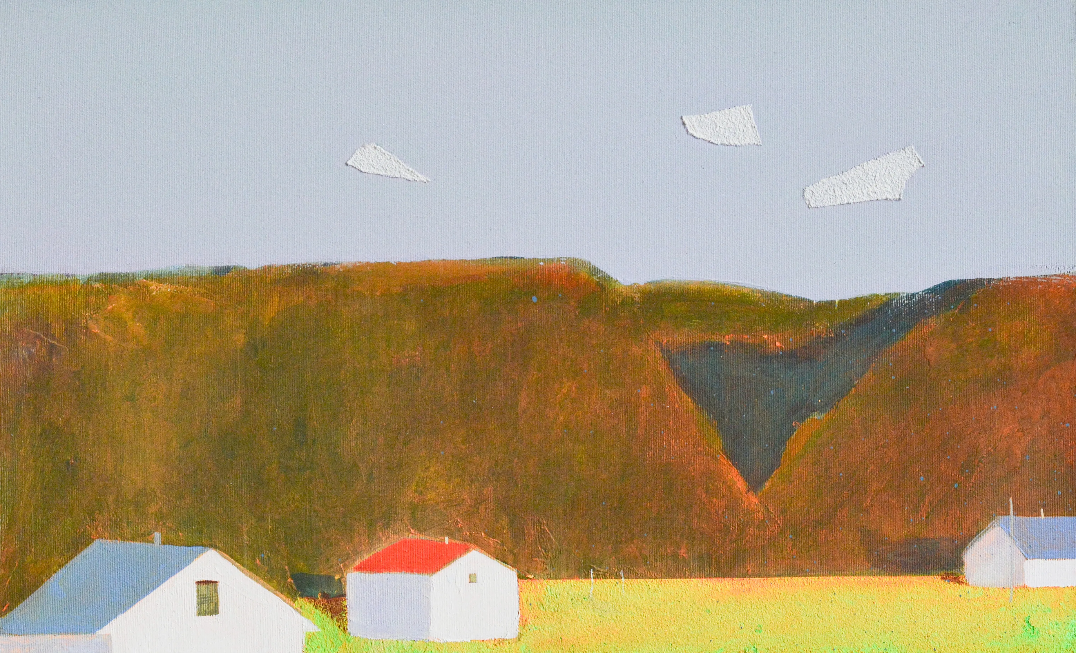 Image of Houses and hills by Igor Nekraha, size: 30x50, made of Acrylic on canvas, Painting medium, priced at $300 Photo 2 of 4.