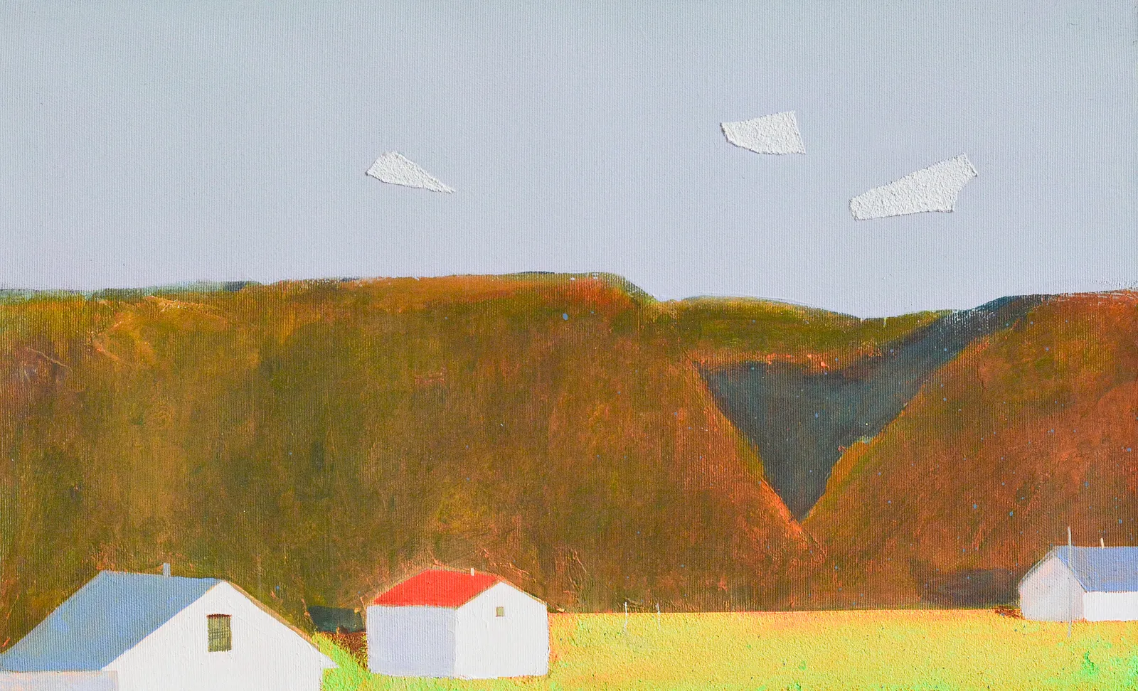 Image of Houses and hills by Igor Nekraha, size: 30x50, made of Acrylic on canvas, Painting medium, priced at $300 Photo 2 of 4.