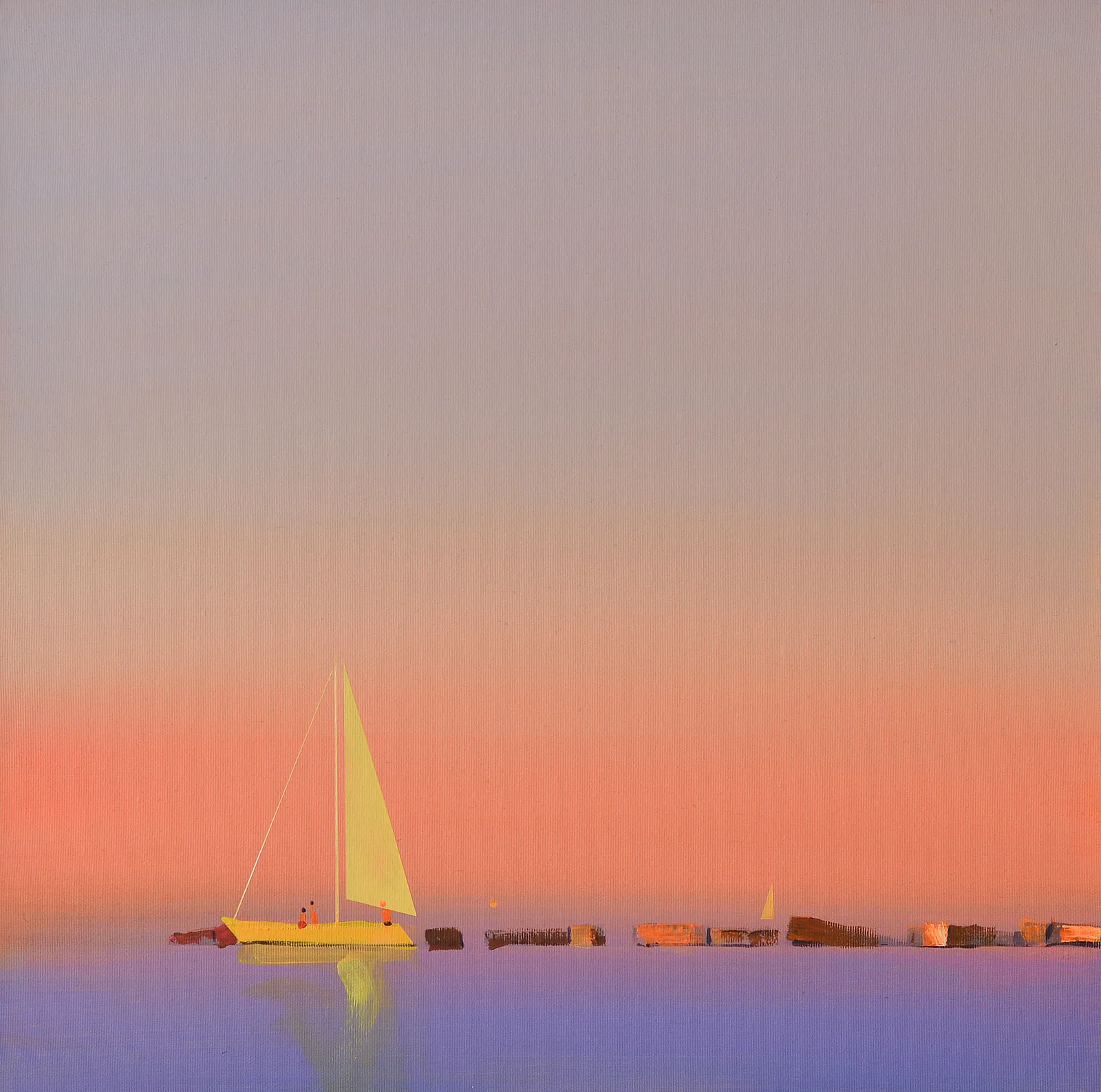Image of Calm harbor by Igor Nekraha, size: 50x50, made of Acrylic on canvas, Painting medium, from Ukraine, part of the Acrylics series, priced at $500 Photo 2 of 5.