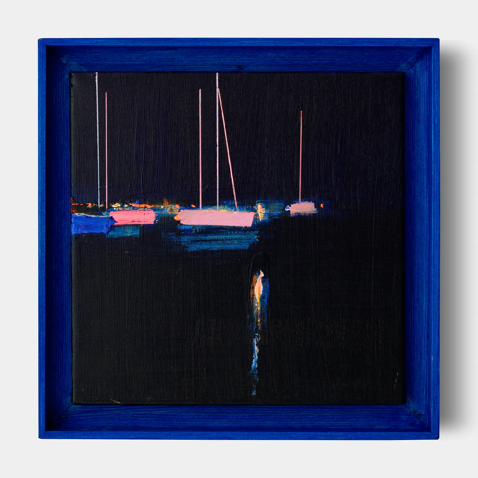 Image of Port at night. Etude by Igor Nekraha, size: 25x25 cm, made of Acrylic on canvas, Painting medium, from Ukraine, part of the Acrylics series, priced at $300 Photo 1 of 3.