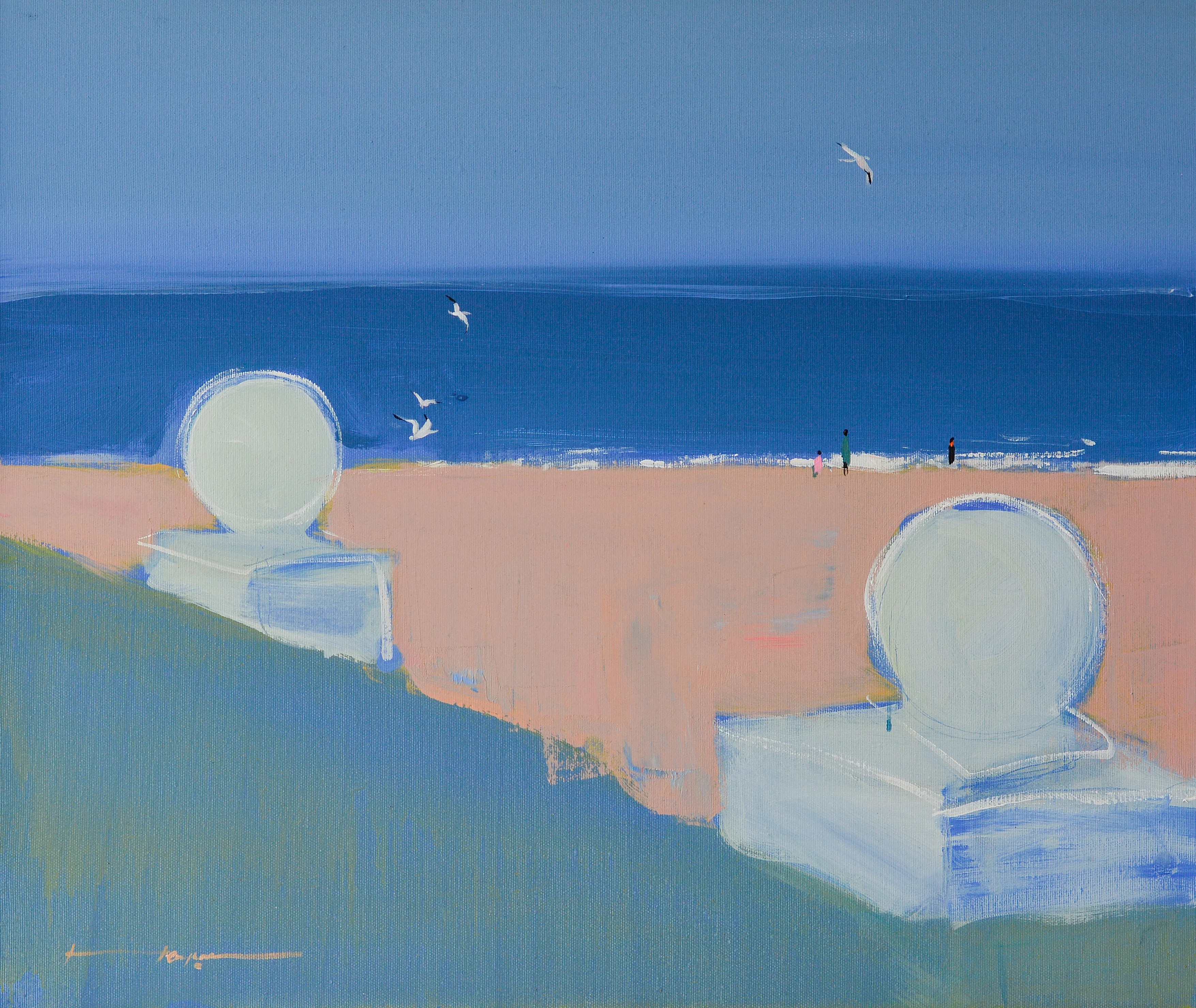Image of Langeron beach by Igor Nekraha, size: 50x60, made of Acrylic on canvas, Painting medium, from Ukraine, part of the Acrylics series, priced at $400 Photo 4 of 4.