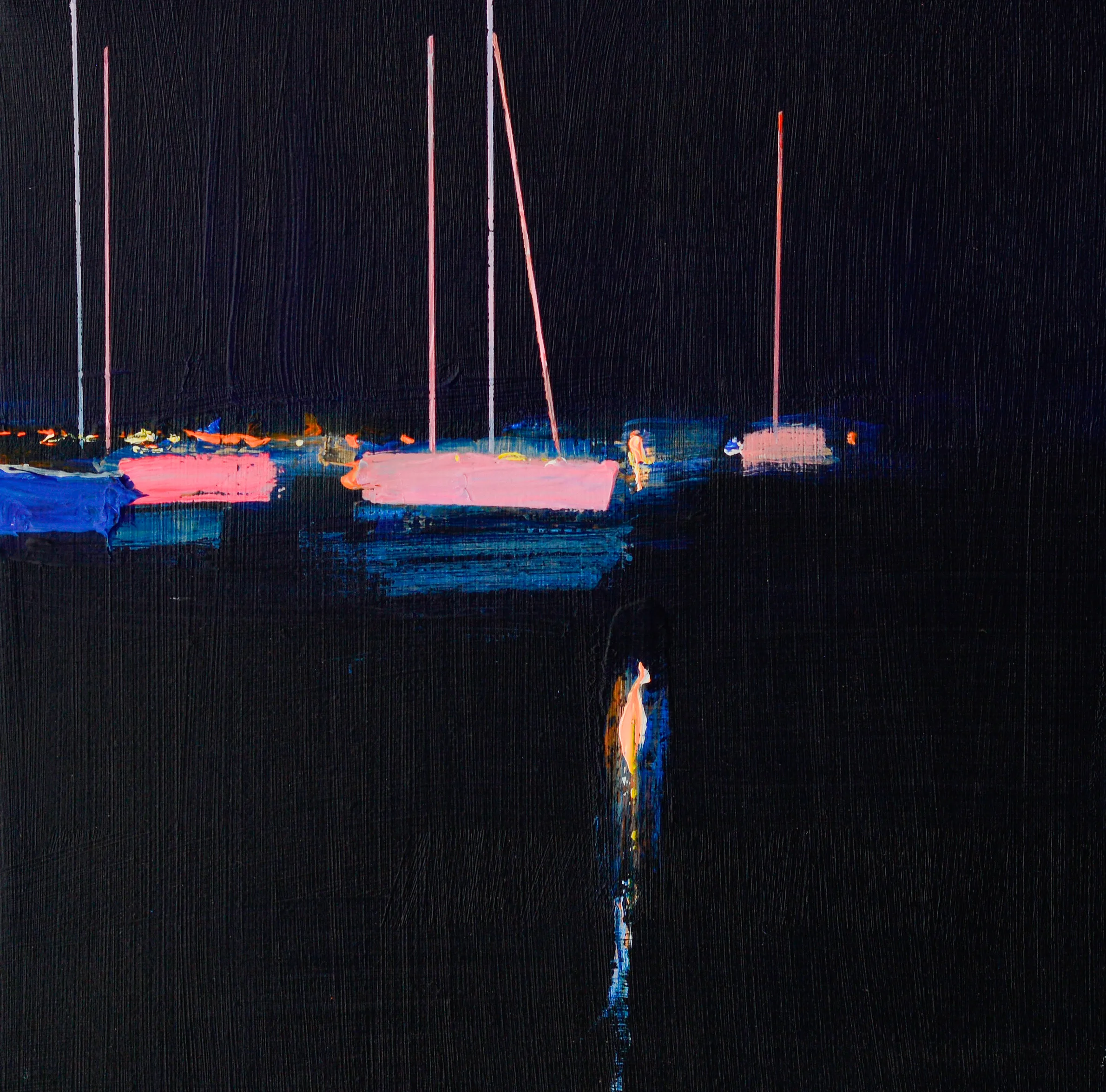 Image of Port at night. Etude by Igor Nekraha, size: 25x25 cm, made of Acrylic on canvas, Painting medium, from Ukraine, part of the Acrylics series, priced at $300 Photo 3 of 3.
