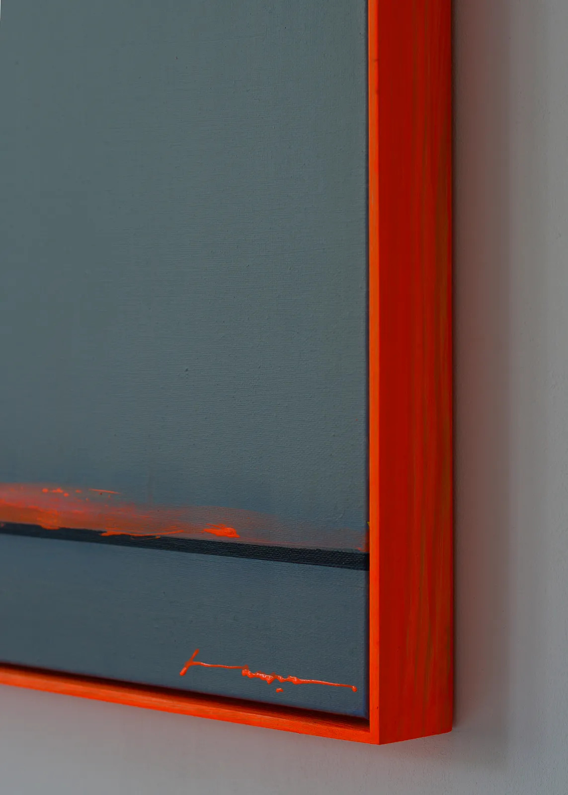 Image of Orange line by Igor Nekraha, size: 60x80, made of Acrylic on canvas, Painting medium, from Ukraine, part of the Acrylics series, priced at $700 Photo 4 of 4.