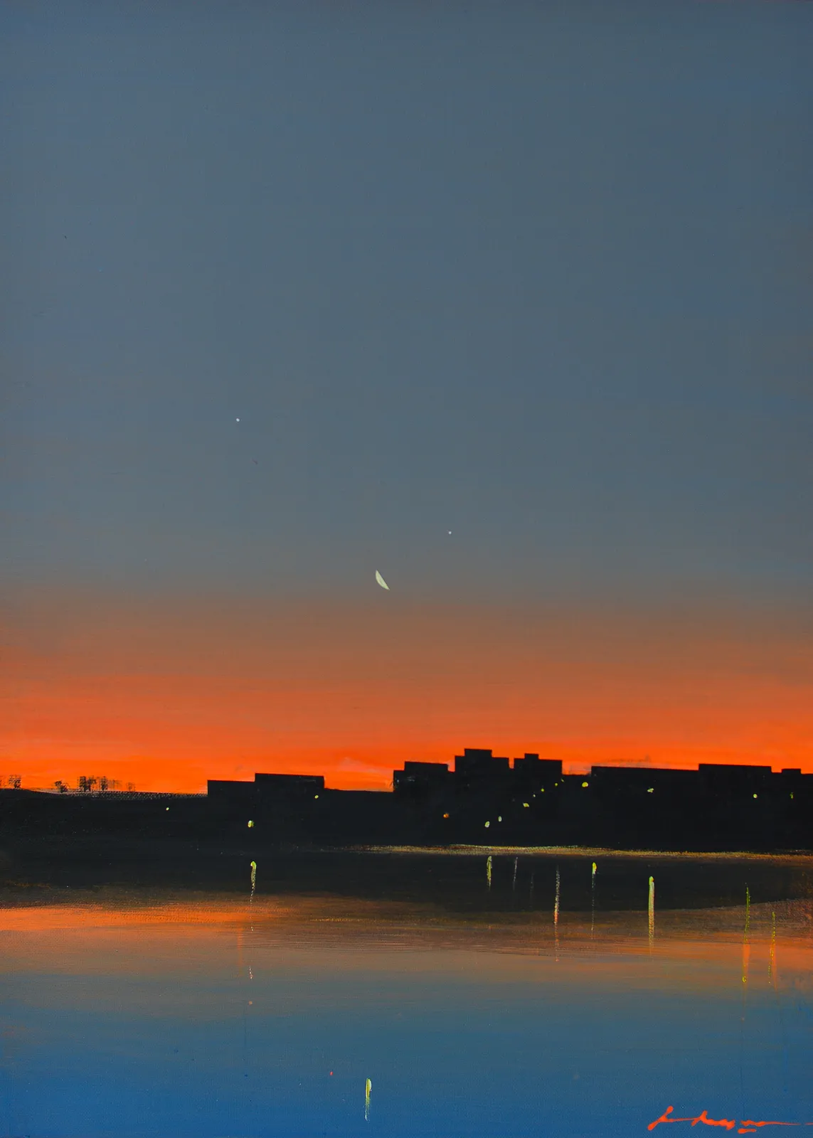 Image of Saltivka Hydropark. Evening by Igor Nekraha, size: 80x60 , made of Acrylic on canvas, Painting medium, from Ukraine, part of the Acrylics series, priced at $700 Photo 3 of 4.
