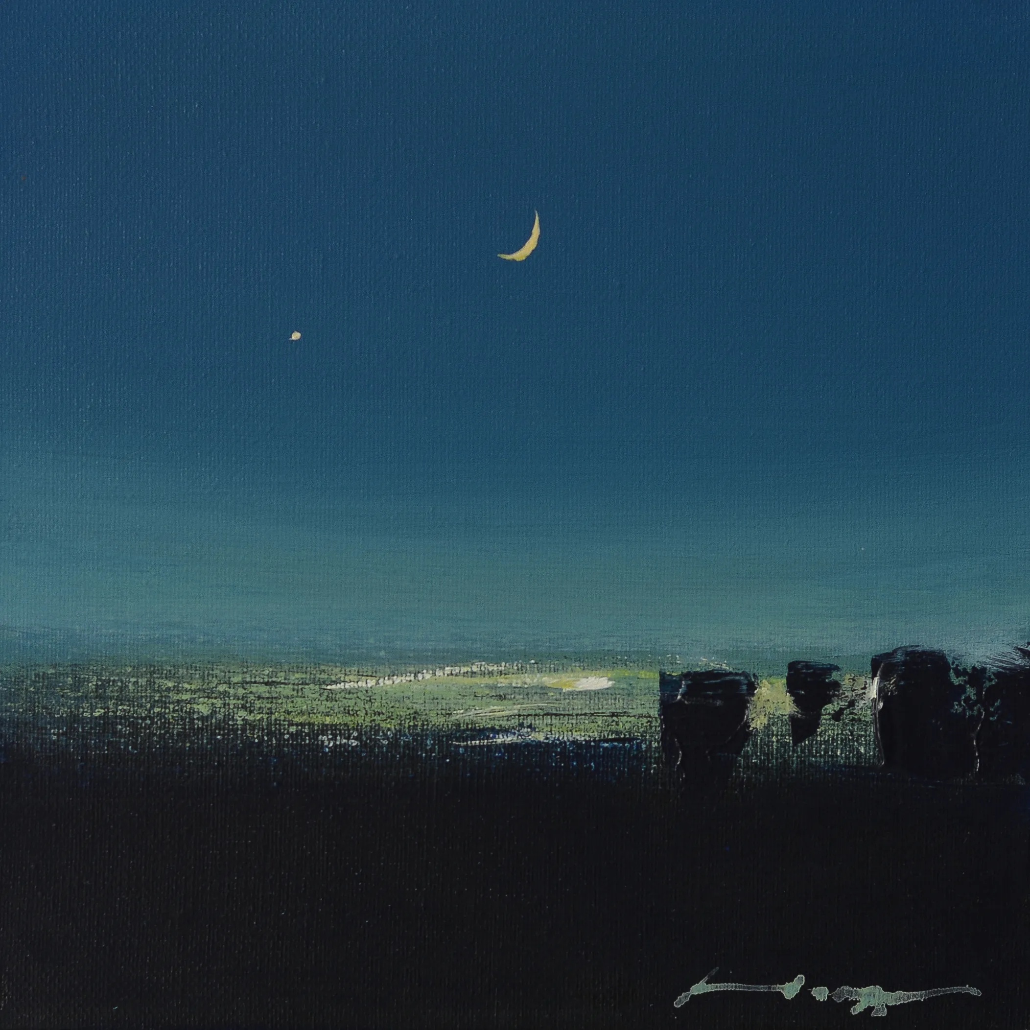 Image of Nightfall by Igor Nekraha, size: 25x25 cm, made of Acrylic on canvas, Painting medium, from Ukraine, part of the Acrylics series, priced at $300 Photo 3 of 4.