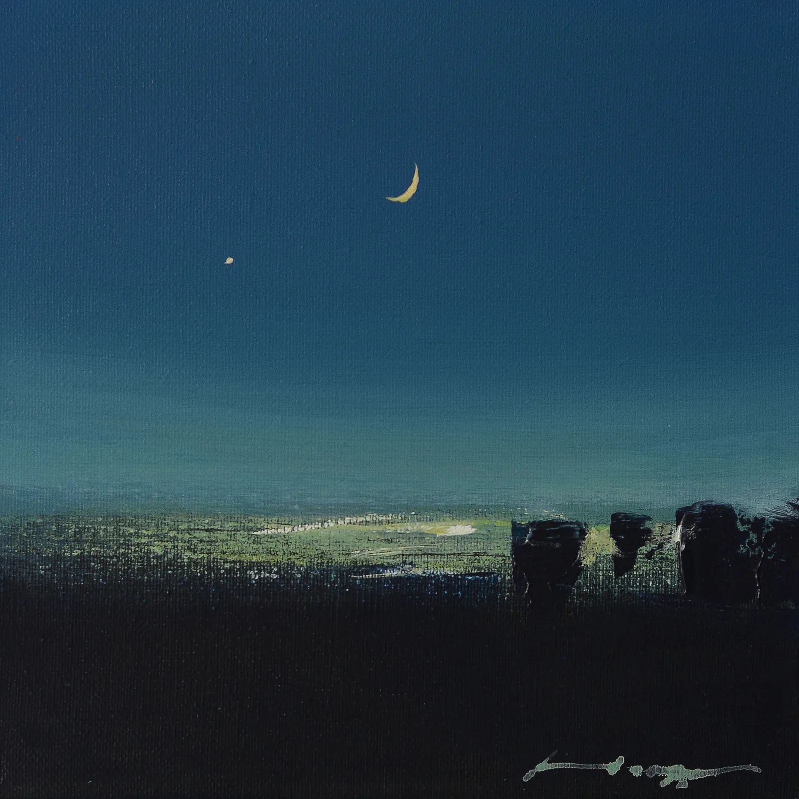 Image of Nightfall by Igor Nekraha, size: 25x25 cm, made of Acrylic on canvas, Painting medium, from Ukraine, part of the Acrylics series, priced at $300 Photo 3 of 4.