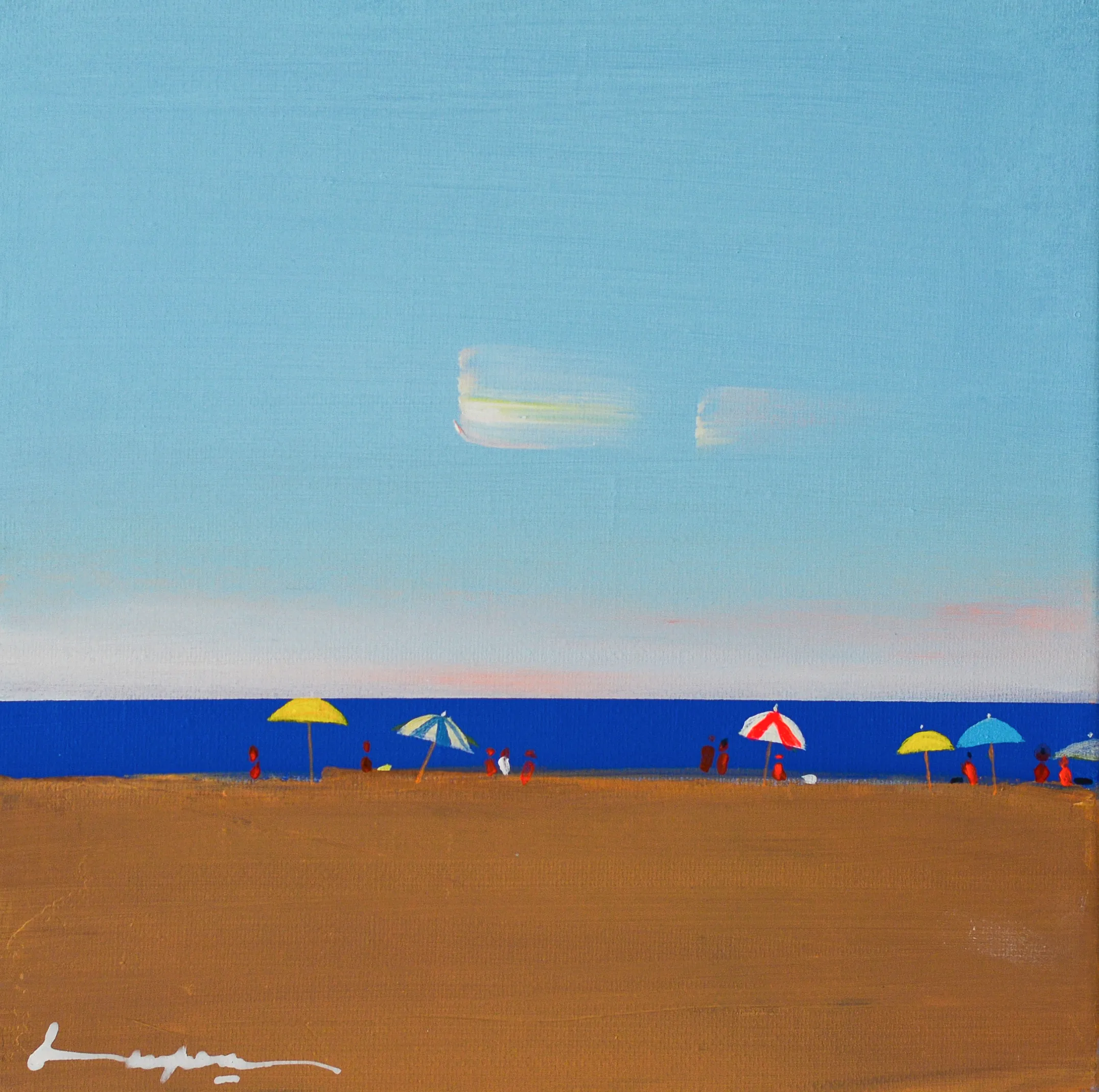 Image of Bright Umbrellas by Igor Nekraha, size: 25x25 cm, made of Acrylic on canvas, Painting medium, from Ukraine, part of the Acrylics series, priced at $300 Photo 2 of 4.