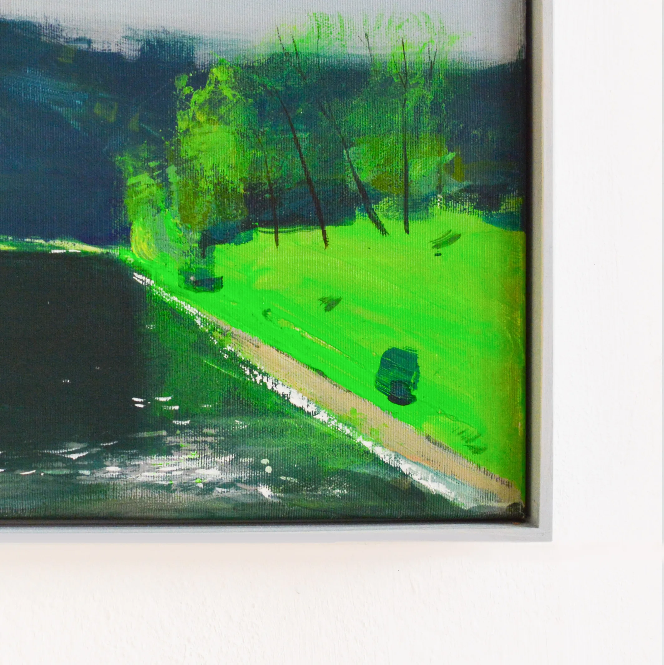 Image of Green vibe on Dnister by Igor Nekraha, size: 30x50, made of Acrylic on canvas, Painting medium, priced at $300 Photo 4 of 4.