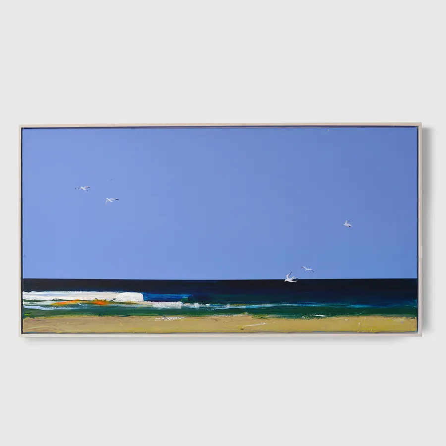 Image of Gulls over the Sea by Igor Nekraha, size: 100x50, made of Acrylic on canvas, Painting medium, priced at $1500