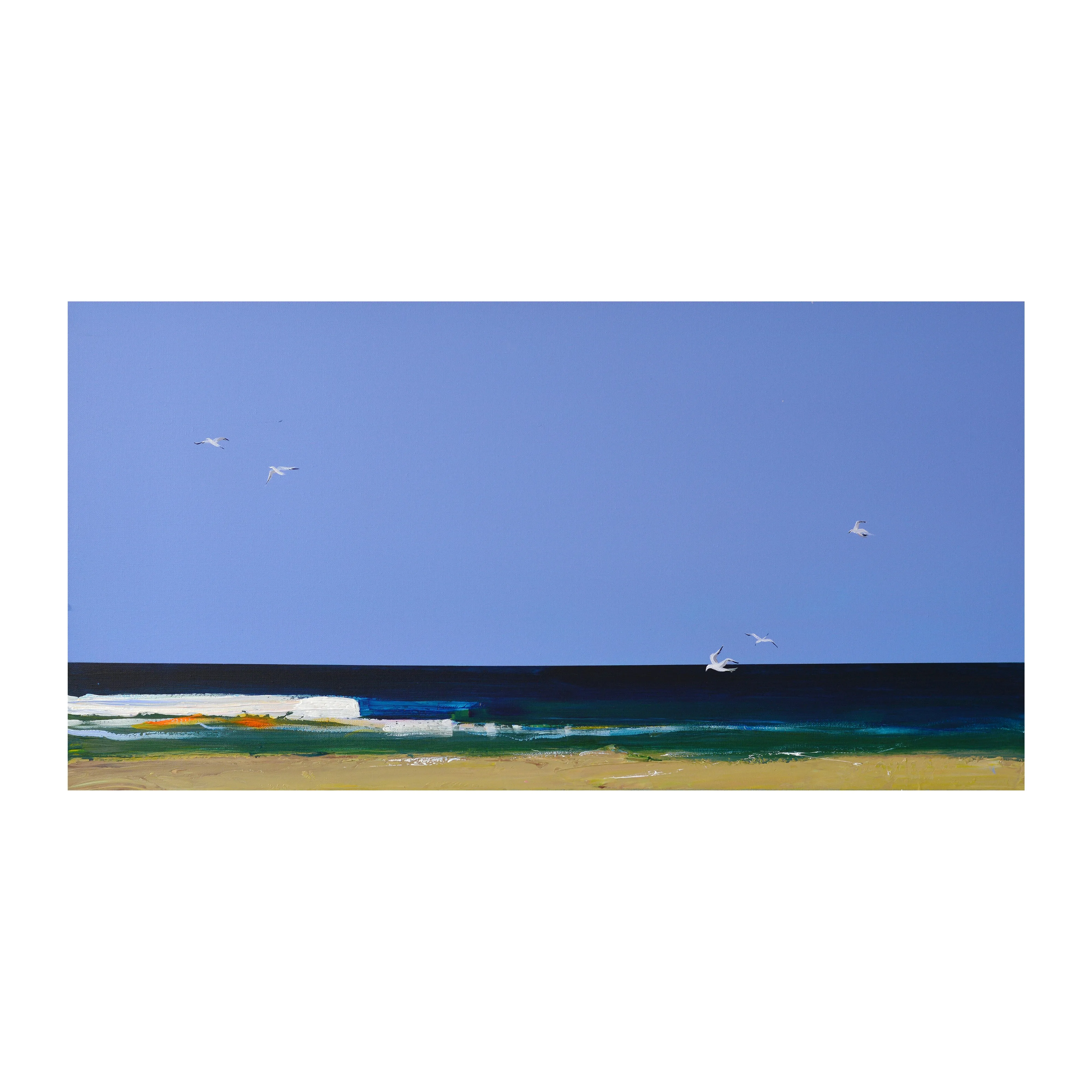 Image of Gulls over the Sea by Igor Nekraha, size: 100x50, made of Acrylic on canvas, Painting medium, priced at $1500 Photo 4 of 4.