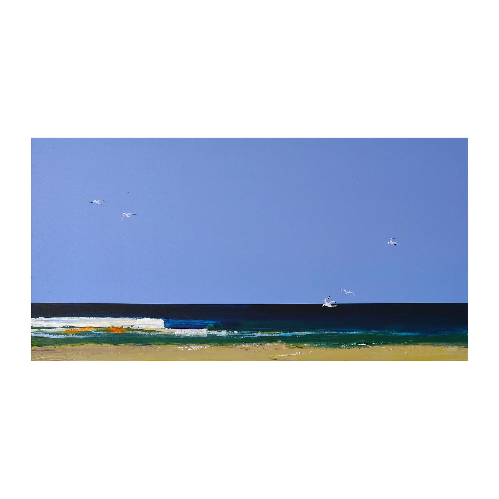 Image of Gulls over the Sea by Igor Nekraha, size: 100x50, made of Acrylic on canvas, Painting medium, priced at $1500 Photo 4 of 4.
