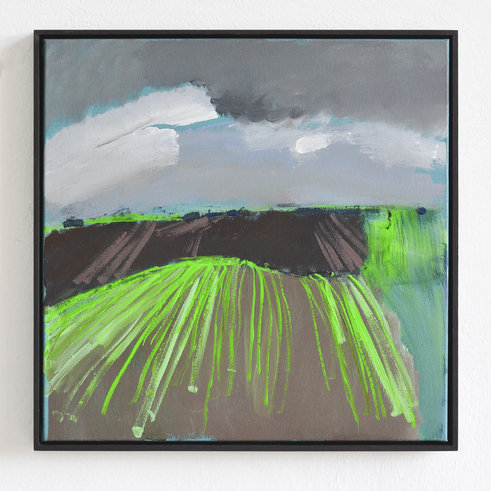 Image of Fields turn green by Igor Nekraha, size: 40x40, made of Acrylic on canvas, Painting medium, priced at $400 Photo 1 of 4.