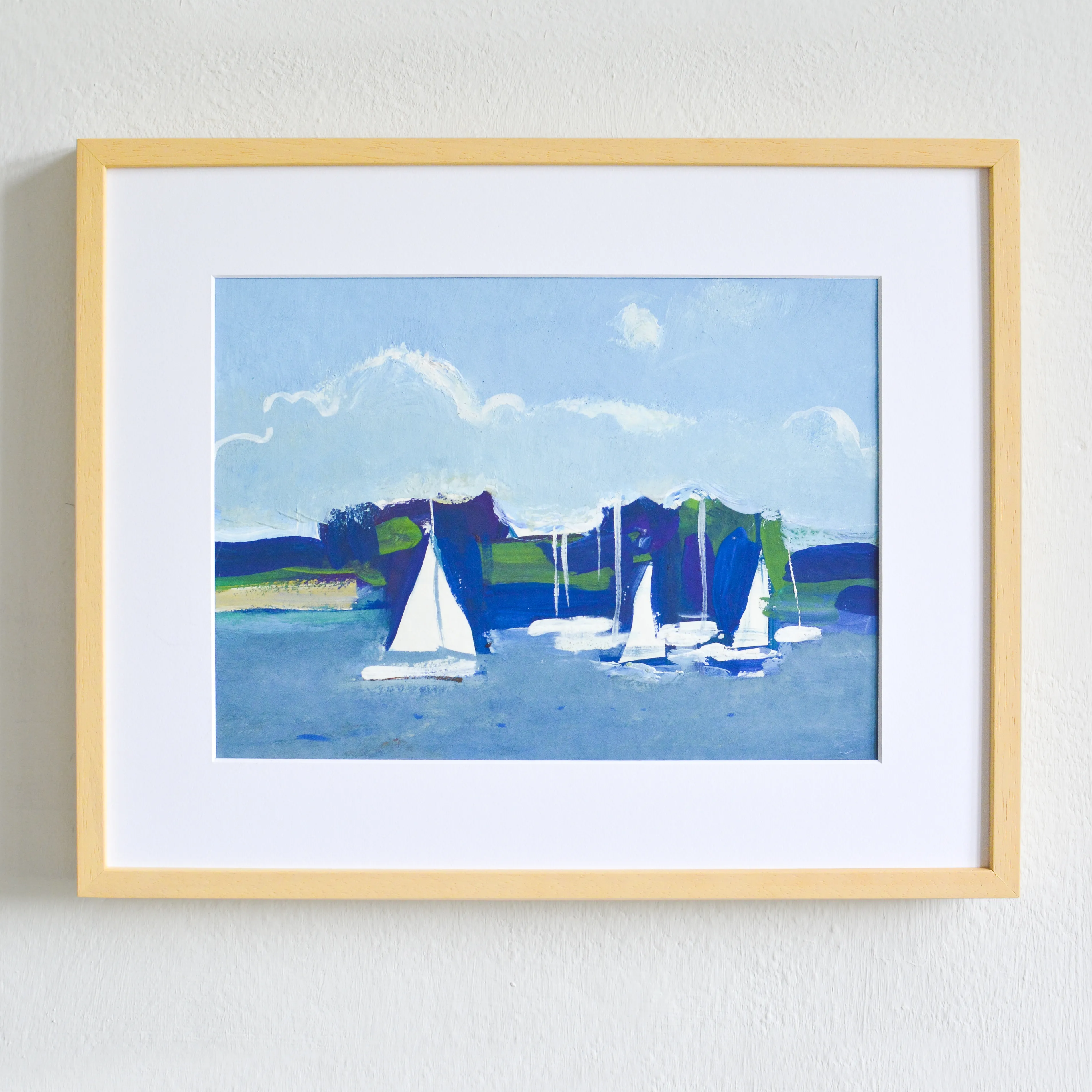 Image of Obolon yachts by Igor Nekraha, size: 30x20, made of Gouache on paper, Graphics medium, priced at $350 Photo 1 of 4.