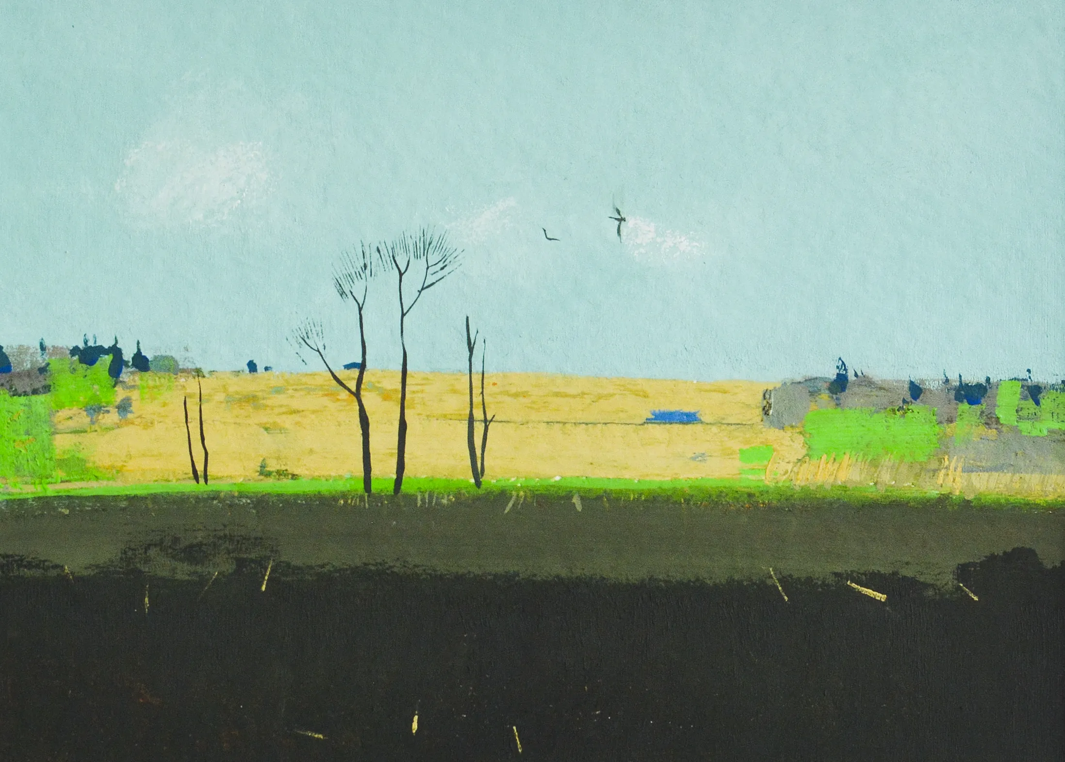 Image of Land in spring by Igor Nekraha, size: 20x30, made of Gouache on paper, Graphics medium, priced at $350 Photo 2 of 4.