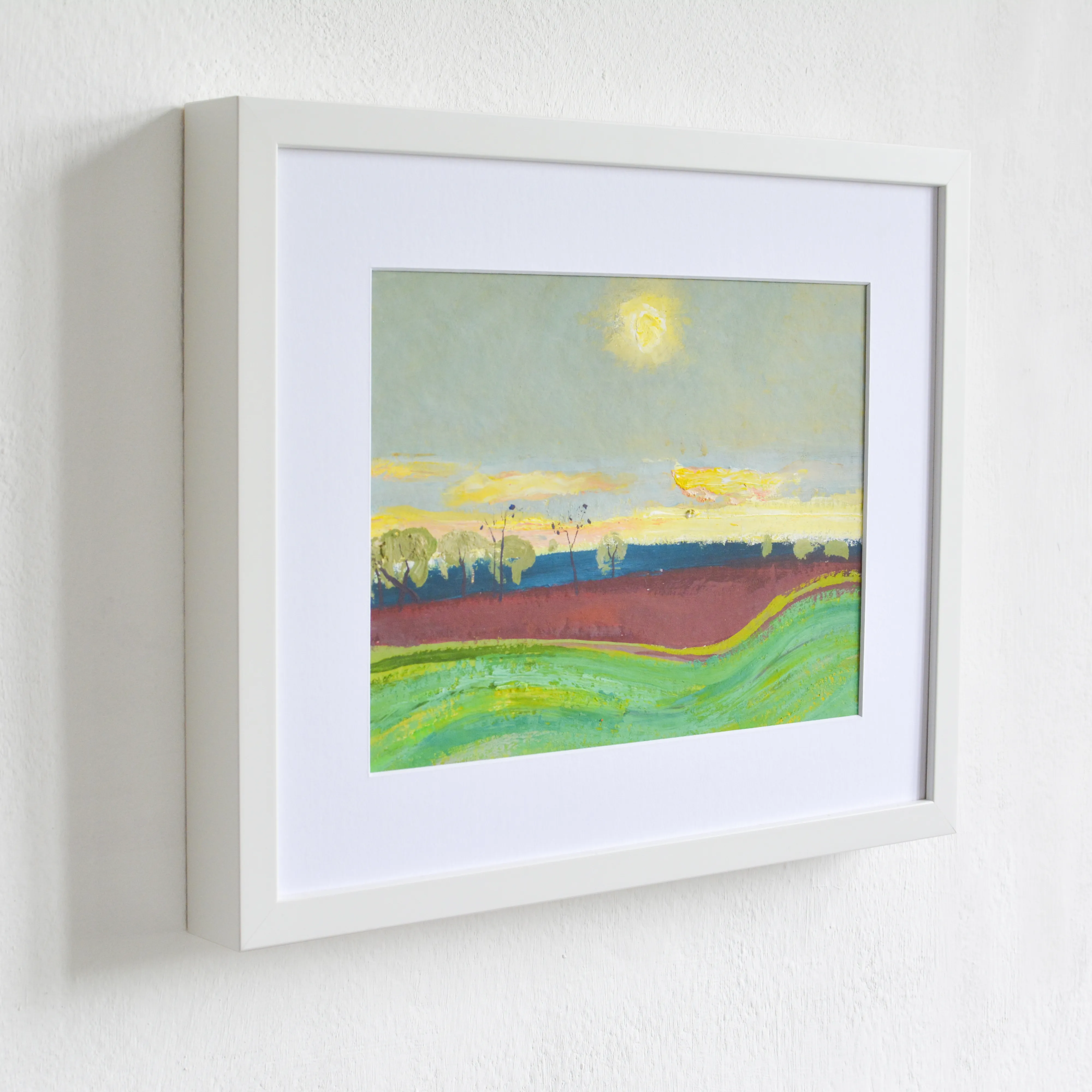 Image of Sunset on the field by Igor Nekraha, size: 20x30, made of Gouache on paper, Graphics medium, priced at $350 Photo 3 of 4.