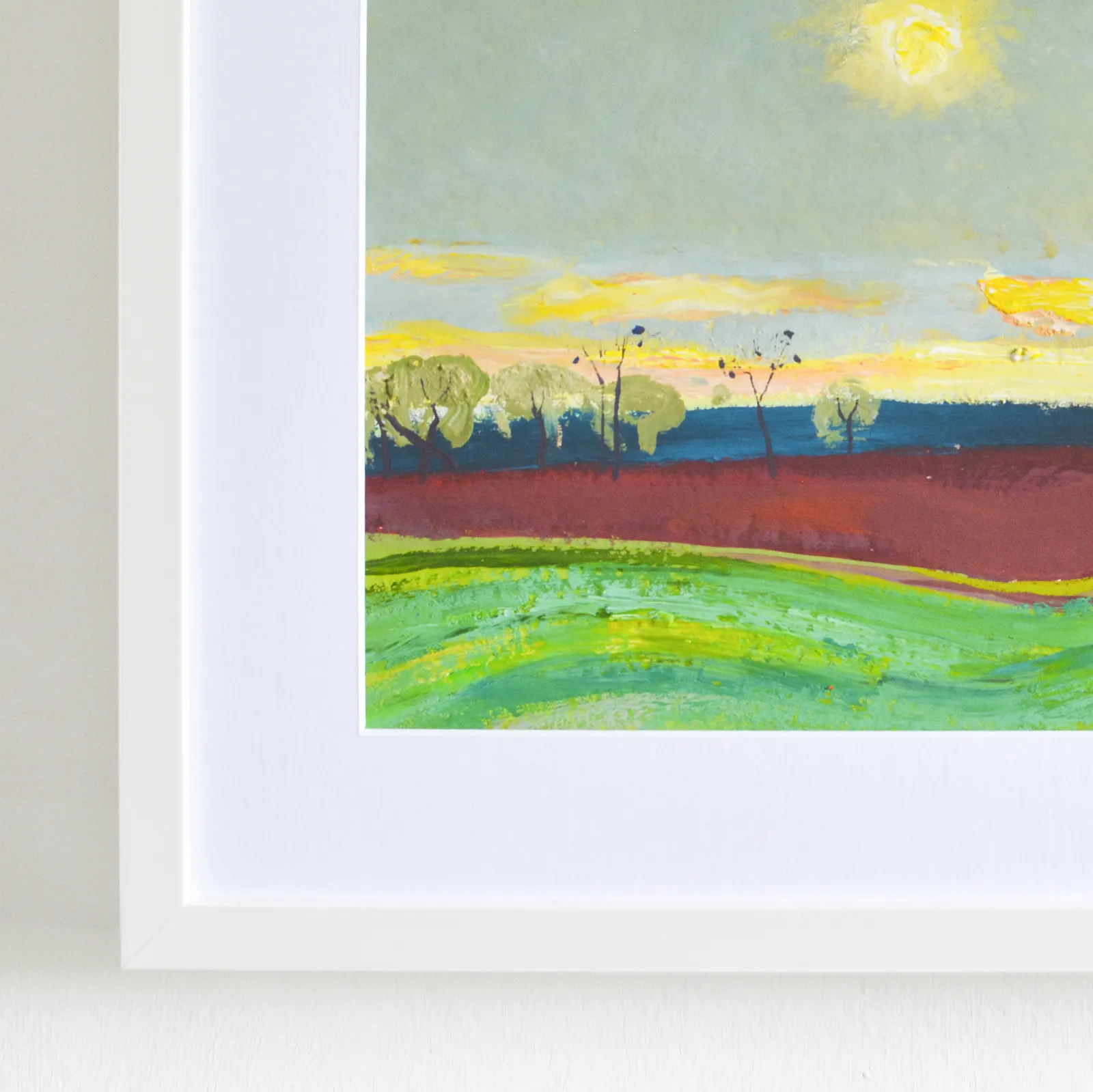 Image of Sunset on the field by Igor Nekraha, size: 20x30, made of Gouache on paper, Graphics medium, priced at $350 Photo 4 of 4.
