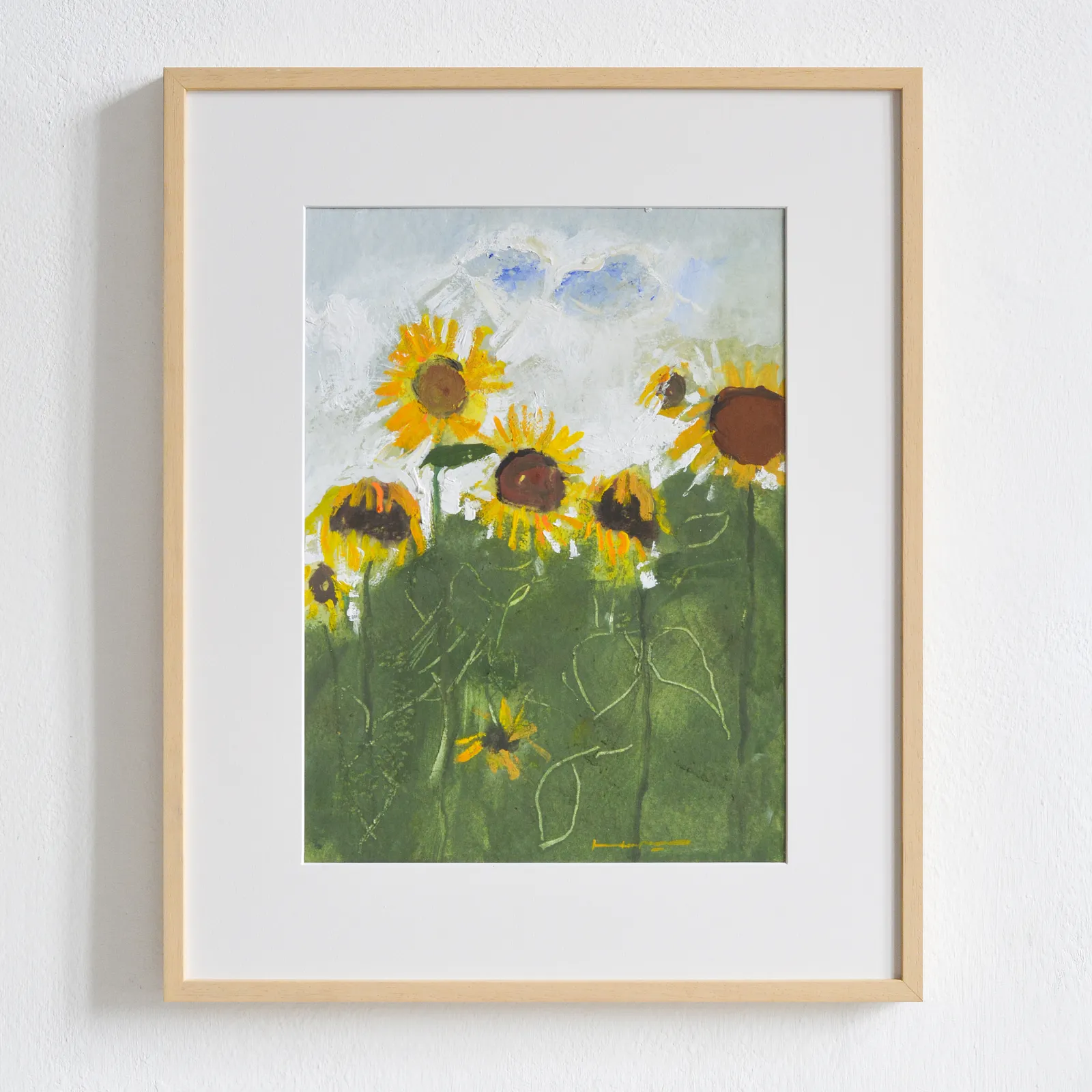 Image of Sunflowers by Igor Nekraha, size: 40x30, made of Gouache on paper, Graphics medium, priced at $350 Photo 1 of 4.