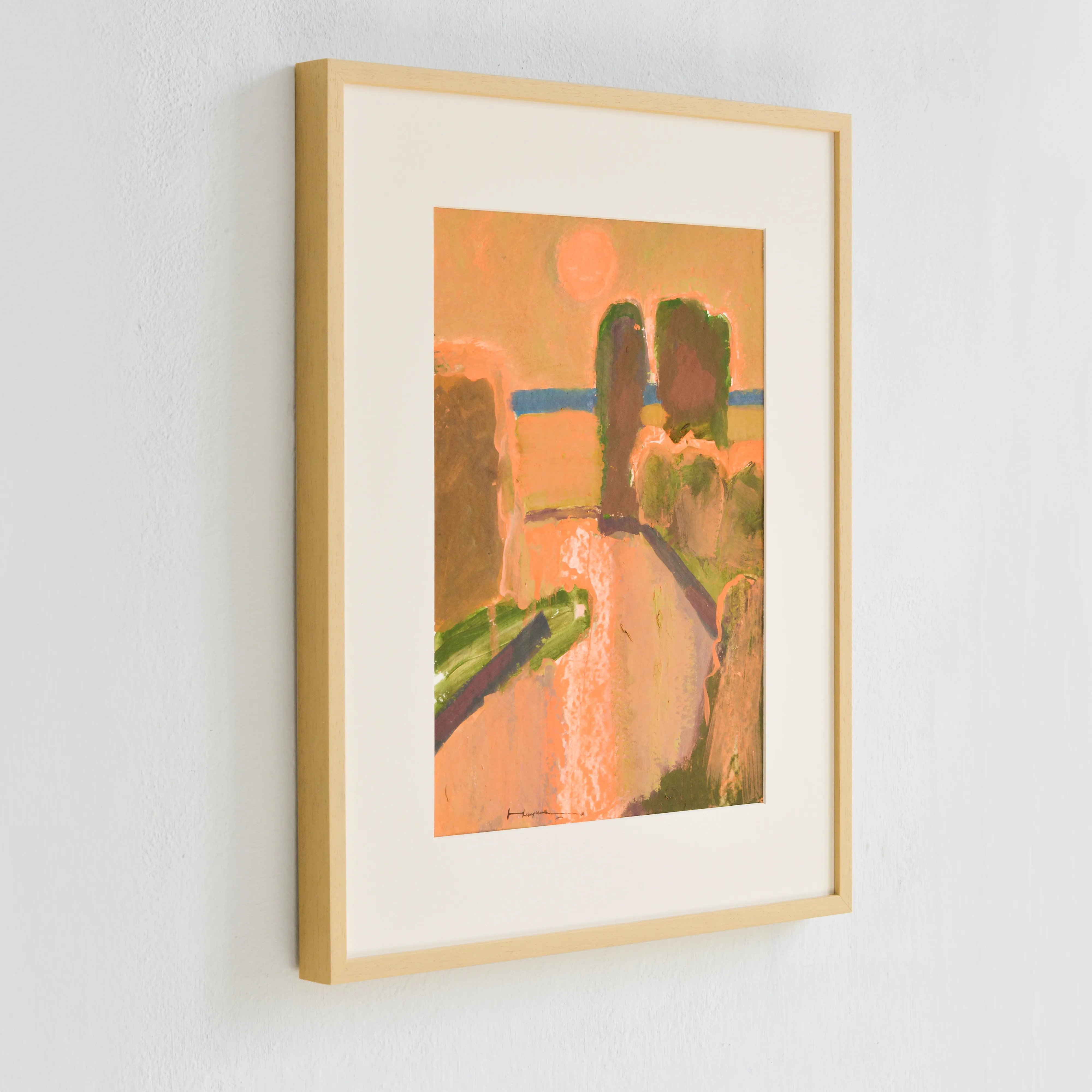 Image of The sun and river by Igor Nekraha, size: 40x30, made of Gouache on paper, Graphics medium, priced at $350 Photo 3 of 4.