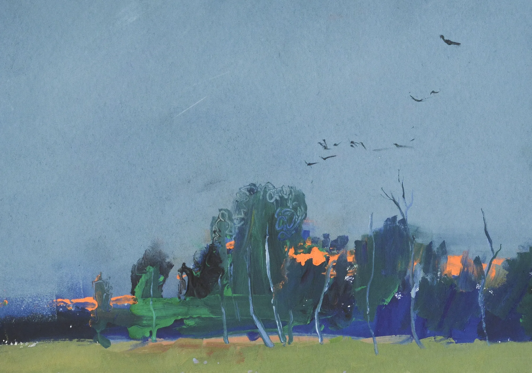 Image of Song of the trees by Igor Nekraha, size: 30x40, made of Gouache on paper, Graphics medium, priced at $350 Photo 2 of 4.