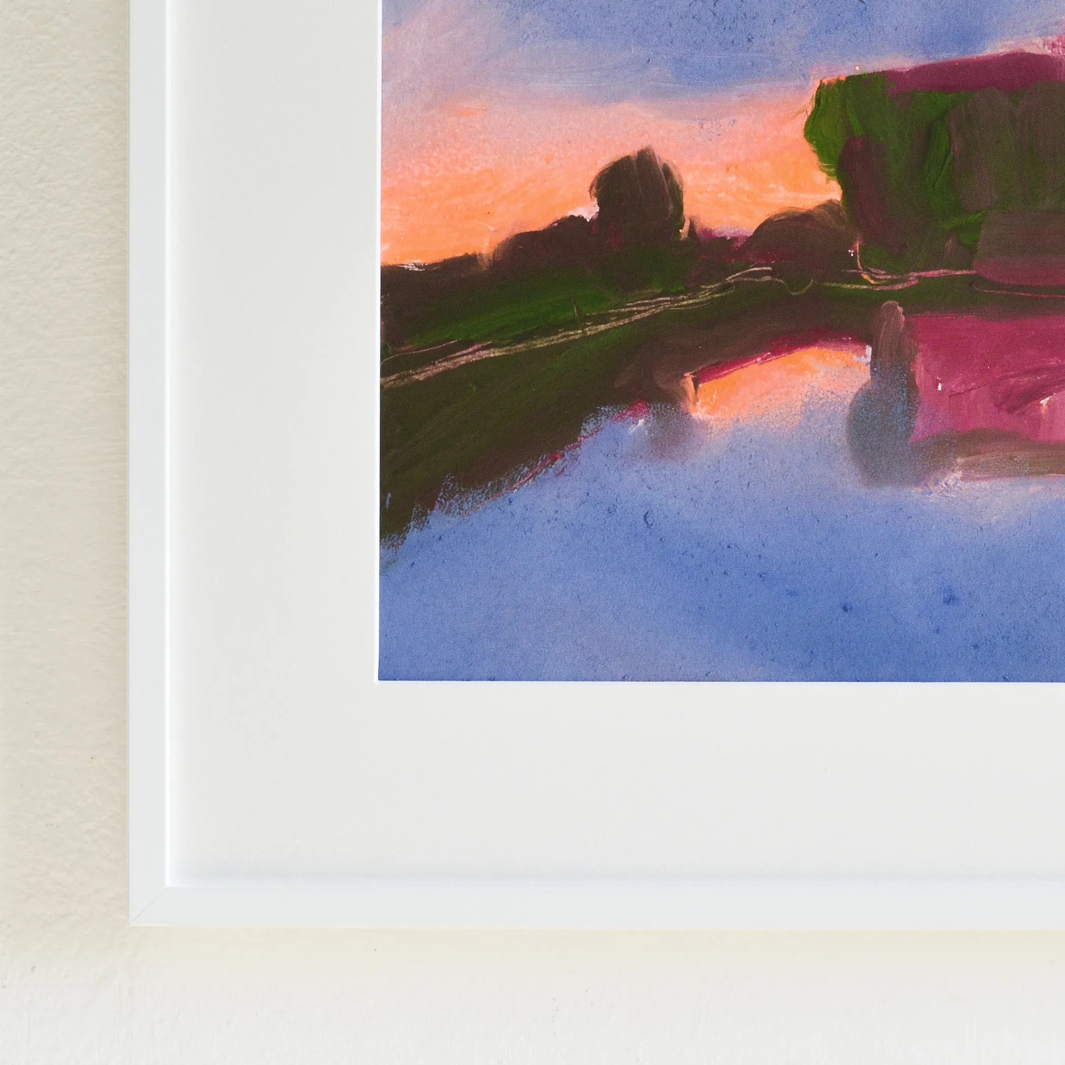 Image of Sunset on the pond by Igor Nekraha, size: 30x40, made of Gouache on paper, Graphics medium, priced at $300 Photo 4 of 4.
