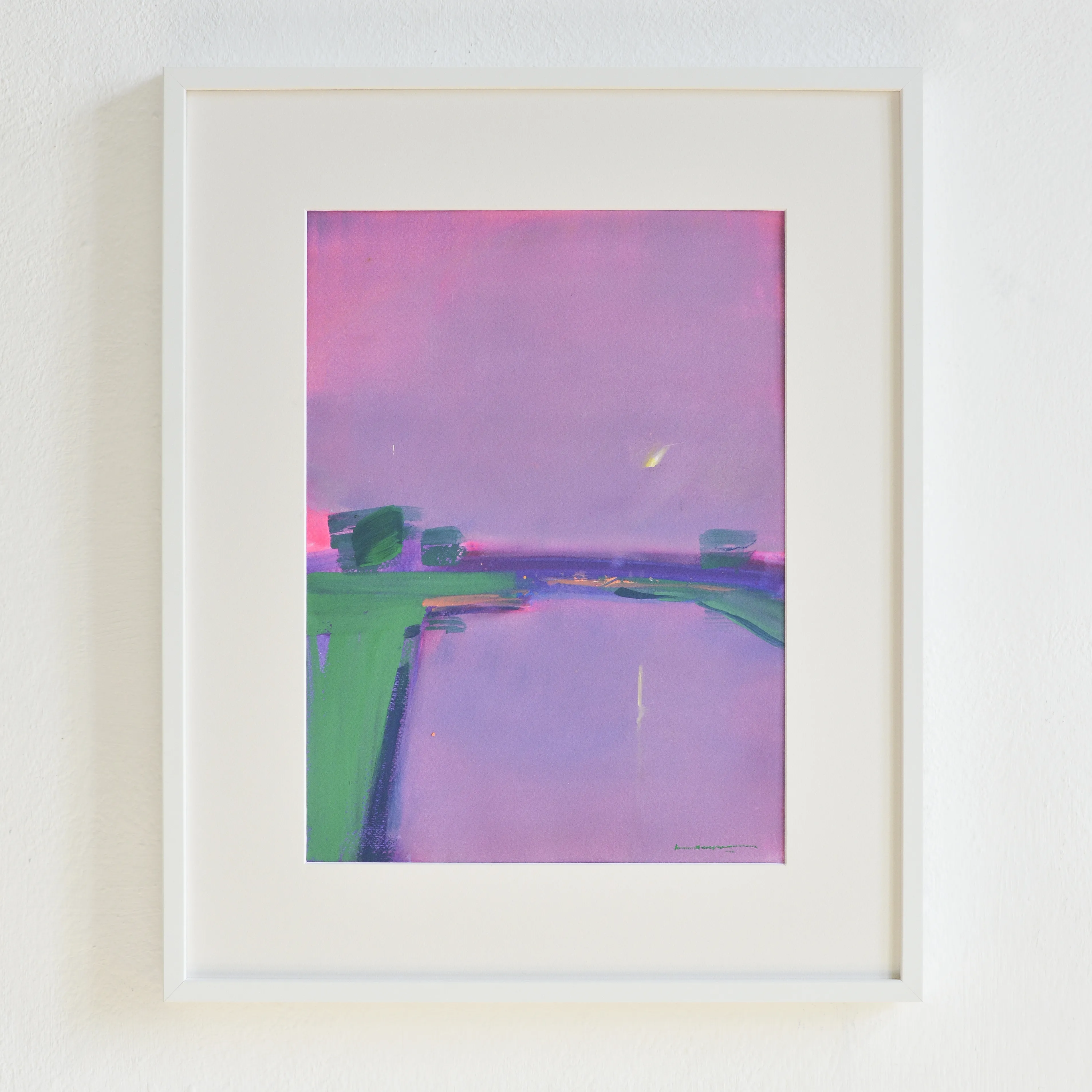 Image of Evening pond by Igor Nekraha, size: 40x30, made of Gouache on paper, Graphics medium, priced at $350 Photo 1 of 4.
