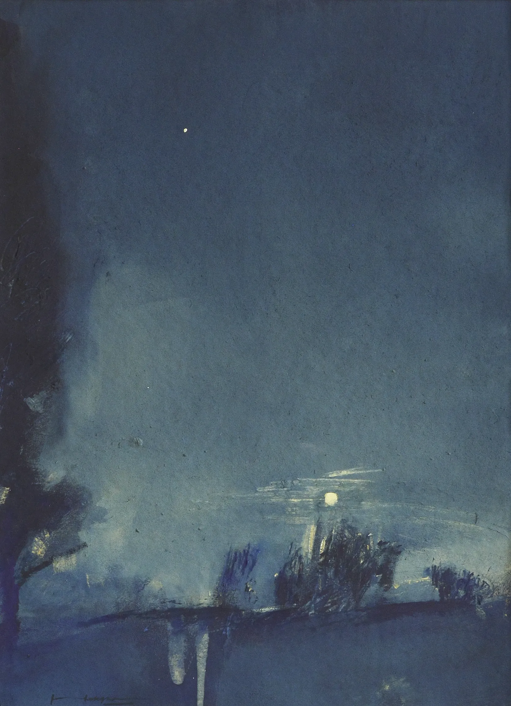 Image of Night at the village by Igor Nekraha, size: 40x30, made of Gouache on paper, Graphics medium, priced at $400 Photo 2 of 4.