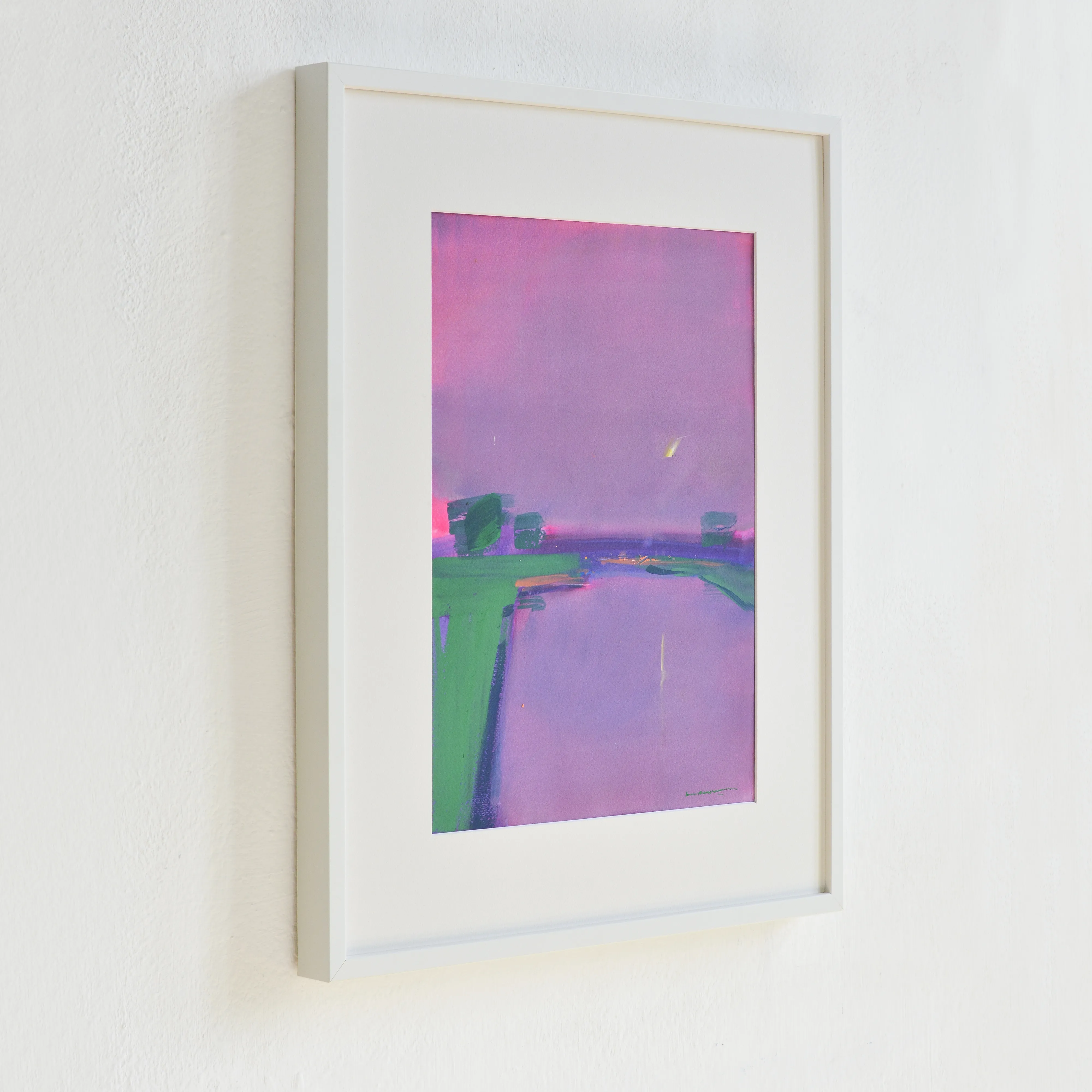 Image of Evening pond by Igor Nekraha, size: 40x30, made of Gouache on paper, Graphics medium, priced at $350 Photo 3 of 4.