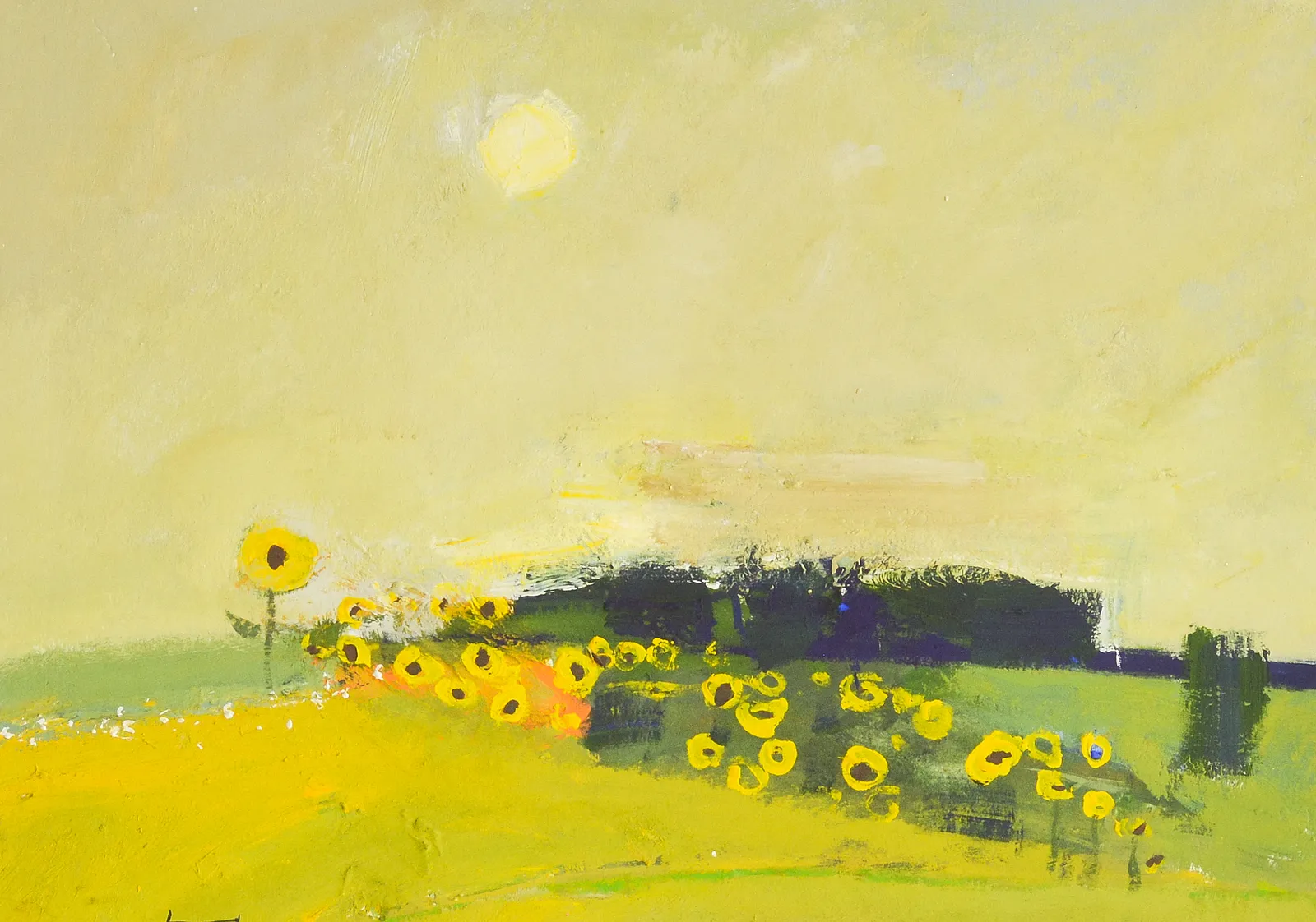 Image of Field of sunflowers by Igor Nekraha, size: 30x40, made of Gouache on paper, Graphics medium, priced at $400 Photo 2 of 4.