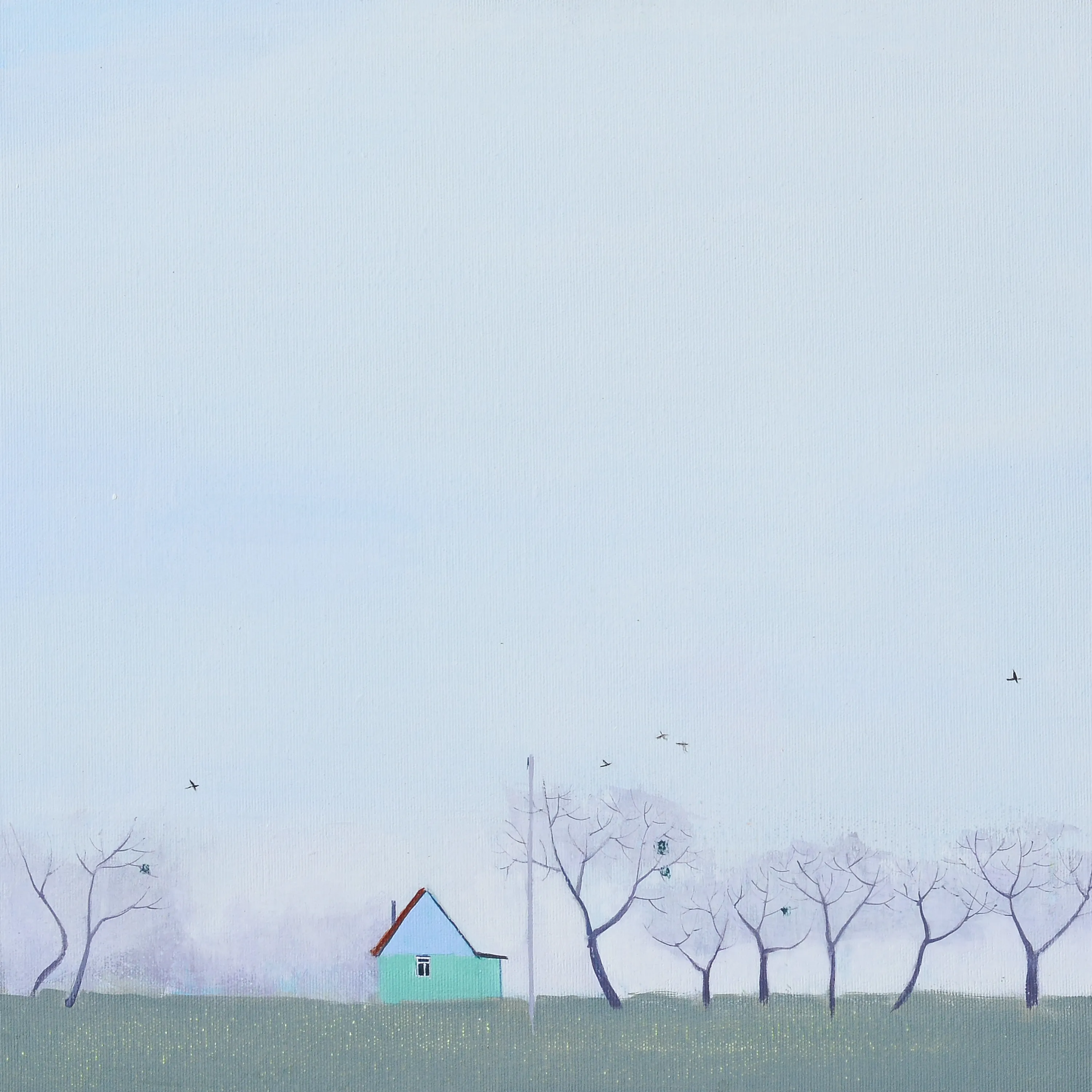 Image of Spring in apple garden by Igor Nekraha, size: 40x40, made of Acrylic on canvas, Painting medium, priced at $400 Photo 3 of 3.