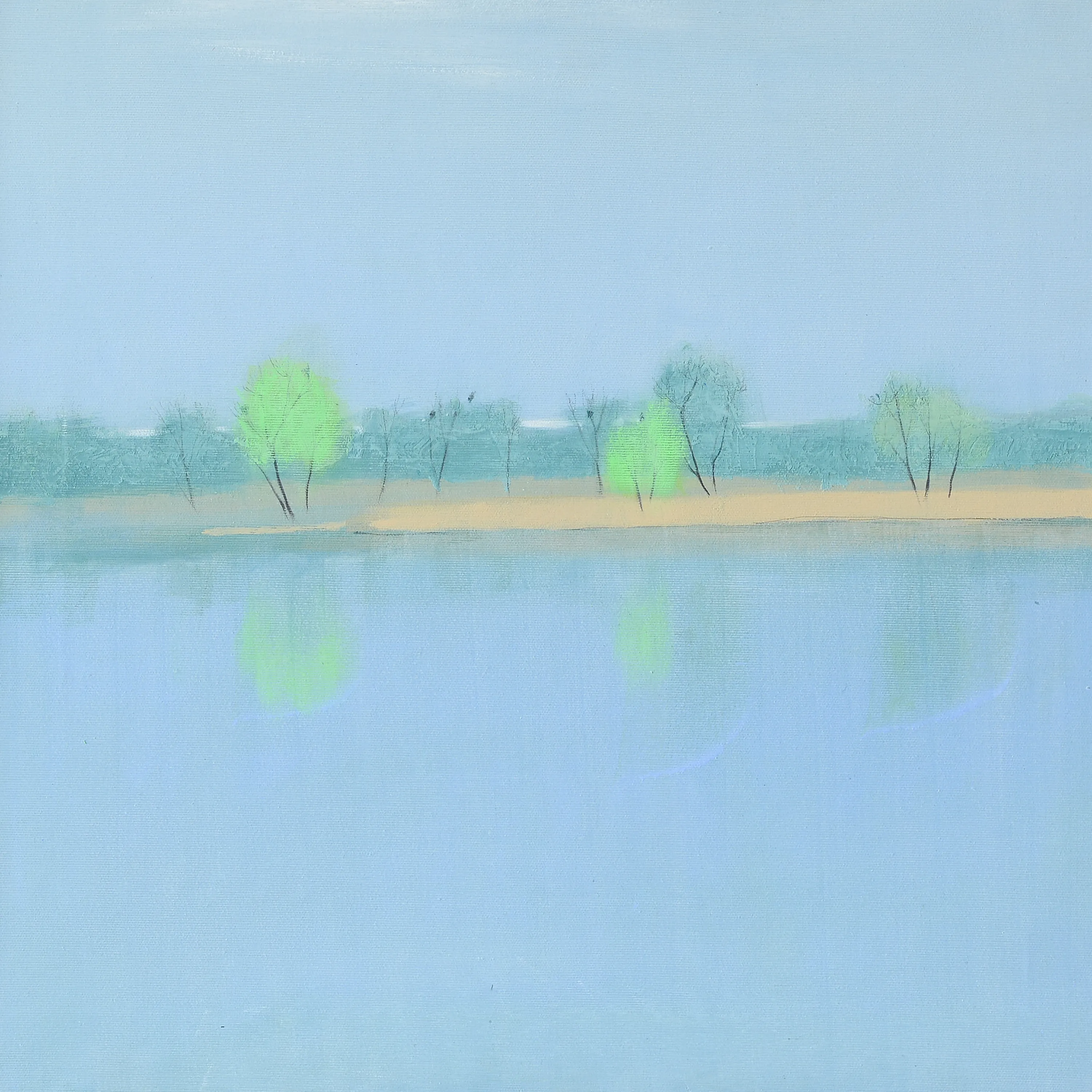 Image of APRIL RIVER by Igor Nekraha, size: 50x50, made of Acrylic on canvas, Painting medium, priced at $400 Photo 2 of 2.