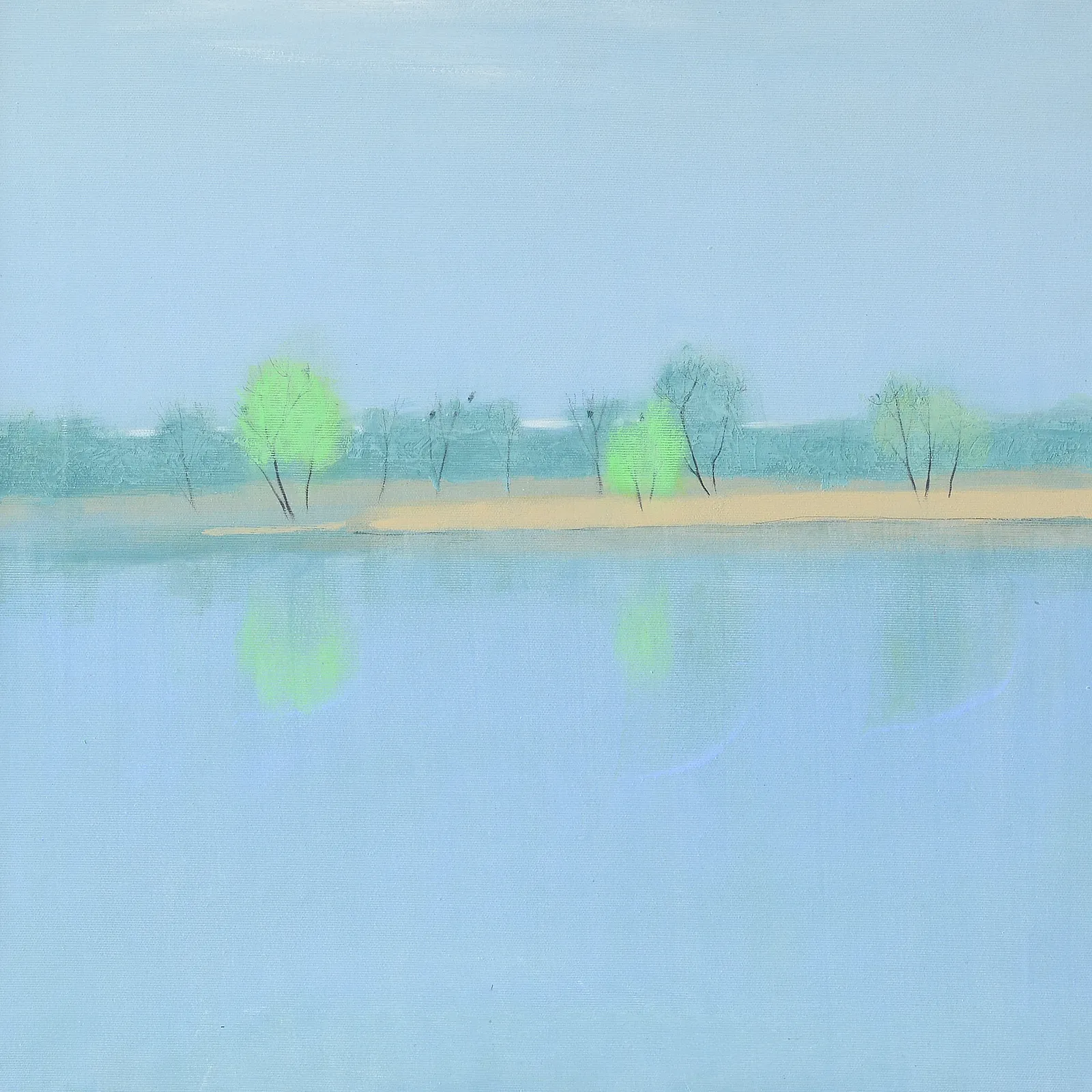 Image of APRIL RIVER by Igor Nekraha, size: 50x50, made of Acrylic on canvas, Painting medium, priced at $400 Photo 2 of 2.
