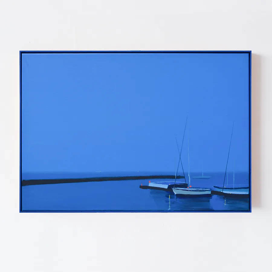 Image of EVENING TIME. YACHTS by Igor Nekraha, size: 100X70, made of Acrylic on canvas, Painting medium