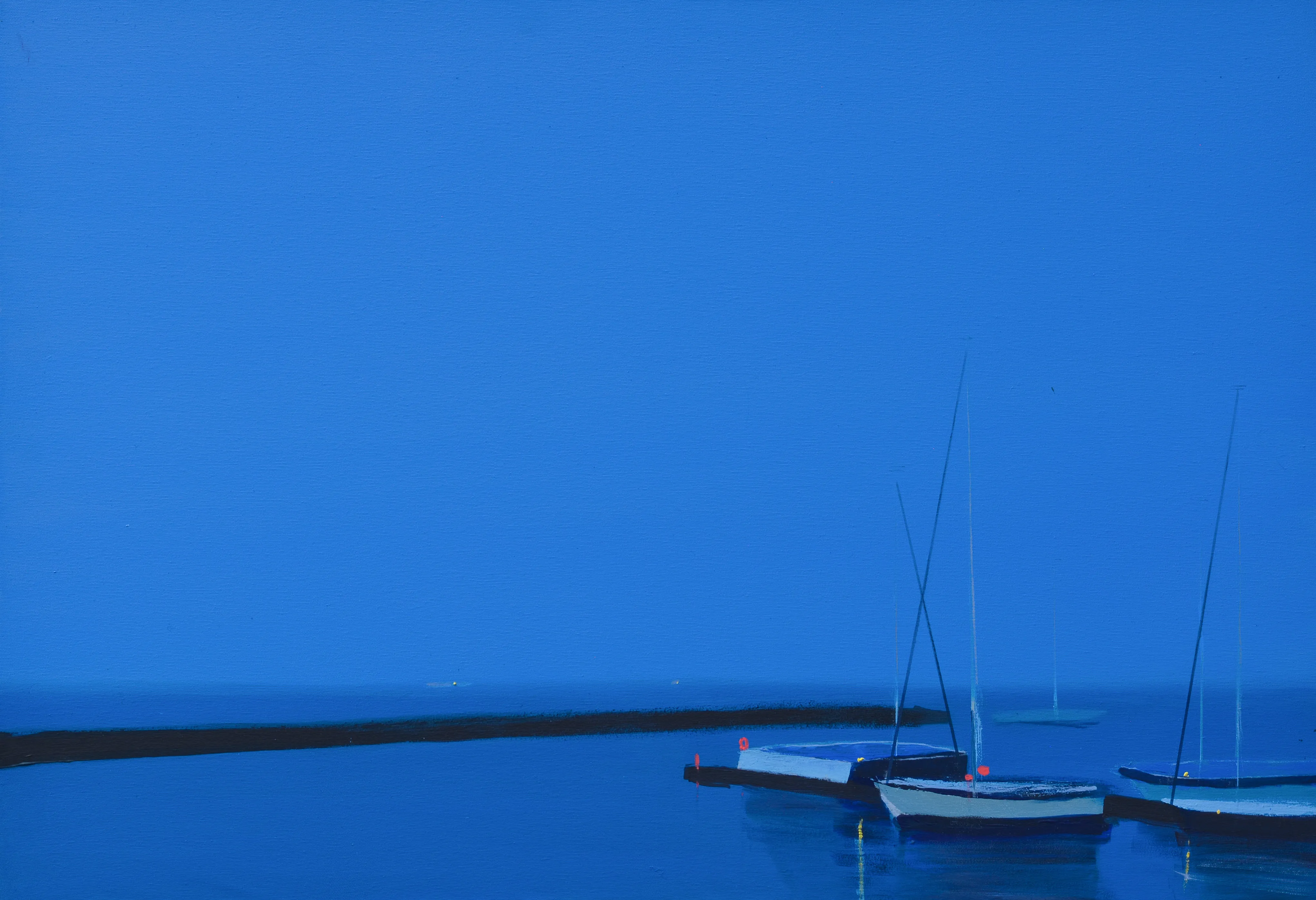 Image of EVENING TIME. YACHTS by Igor Nekraha, size: 100X70, made of Acrylic on canvas, Painting medium Photo 2 of 2.